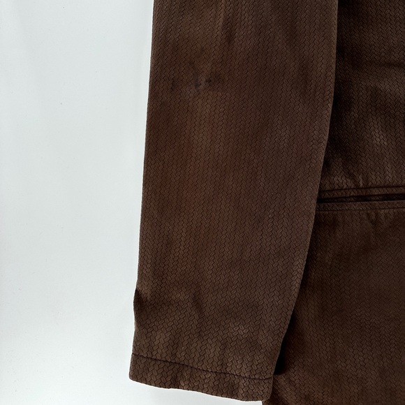 LORO PIANA Brown Fine Suede Leather 100% Cashmere Jacket Coat Intrecciato 48 38 - Picture 11 of 15